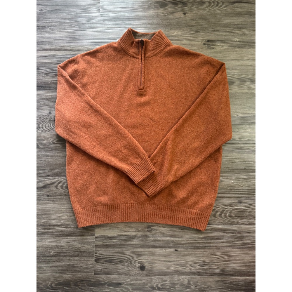 Jos. A. Bank Executive Collection Mens XXL Orange Lambswool Quarter Zip Sweater